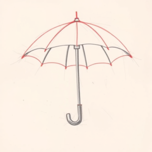 Red Ink Outline Umbrella Tattoo