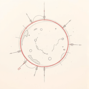 Red Ink Outline Universe Tattoo