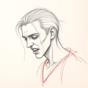 Red Ink Outline Vampire Tattoo