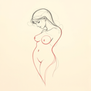 Red Ink Outline Venus Tattoo