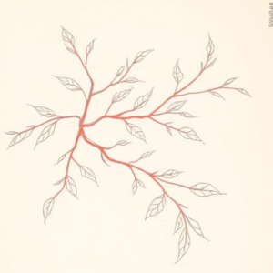 Red Ink Outline Vine Tattoo