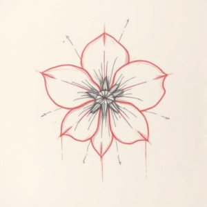 Red Ink Outline Violet Tattoo