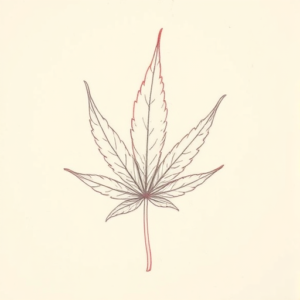 Red Ink Outline Weed Tattoo