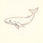 Red Ink Outline Whale Tattoo