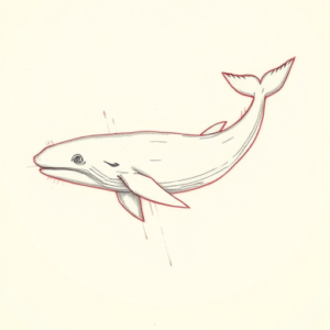 Red Ink Outline Whale Tattoo