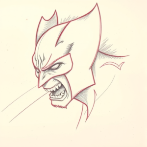 Red Ink Outline Wolverine Tattoo