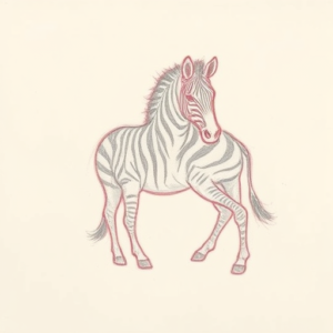 Red Ink Outline Zebra Tattoo