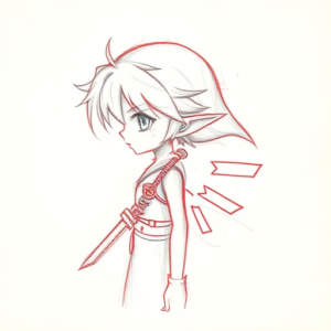 Red Ink Outline Zelda Tattoo