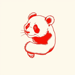 Red Ink Panda Tattoo