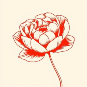 Red Ink Peony Tattoo