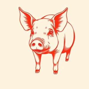 Red Ink Pig Tattoo