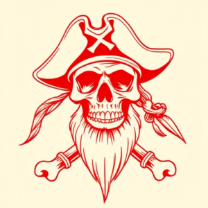 Red Ink Pirate Tattoo