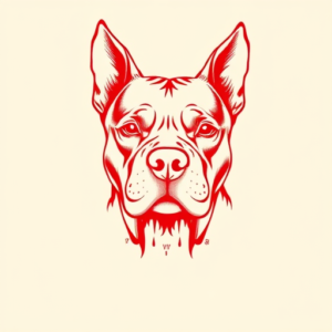 Red Ink Pitbull Tattoo