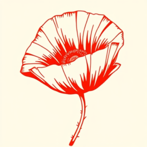 Red Ink Poppy Tattoo