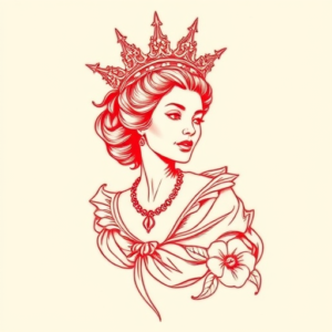 Red Ink Queen Tattoo