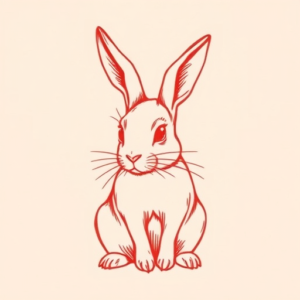 Red Ink Rabbit Tattoo