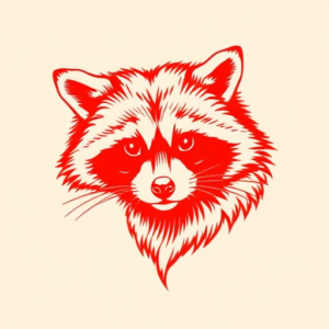 Red Ink Raccoon Tattoo