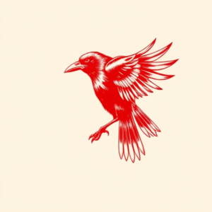 Red Ink Raven Tattoo