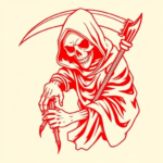 Red Ink Reaper Tattoo