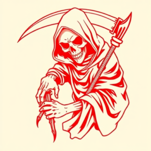Red Ink Reaper Tattoo
