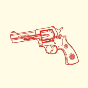 Red Ink Revolver Tattoo