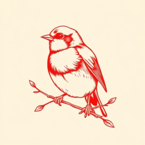 Red Ink Robin Tattoo