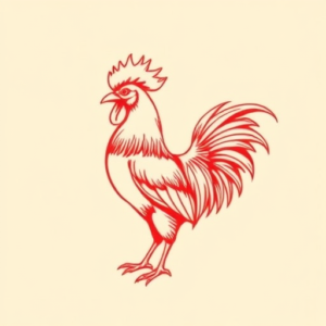 Red Ink Rooster Tattoo