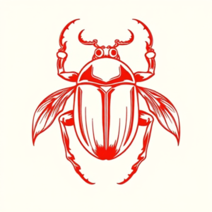 Red Ink Scarab Tattoo