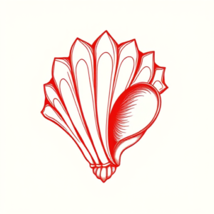 Red Ink Seashell Tattoo