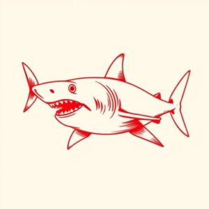 Red Ink Shark Tattoo