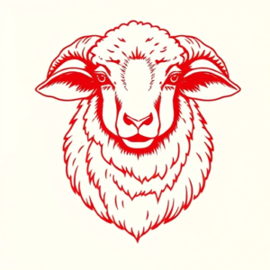 Red Ink Sheep Tattoo
