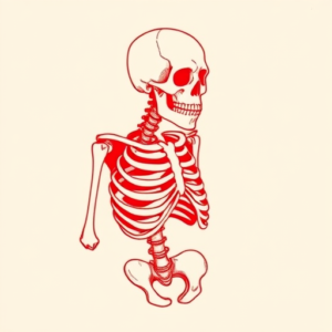 Red Ink Skeleton Tattoo