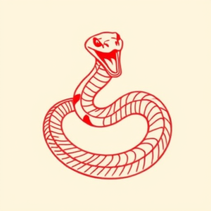 Red Ink Snake Tattoo