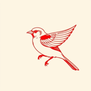 Red Ink Sparrow Tattoo