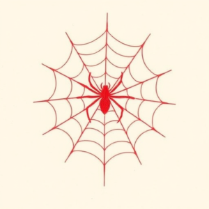 Red Ink Spiderweb Tattoo