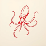 Red Ink Squid Tattoo