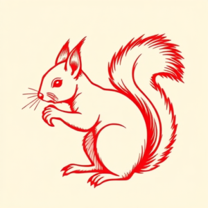 Red Ink Squirrel Tattoo