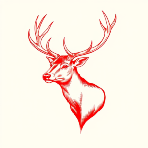 Red Ink Stag Tattoo