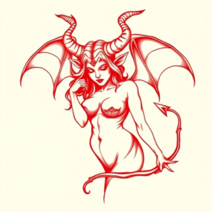Red Ink Succubus Tattoo