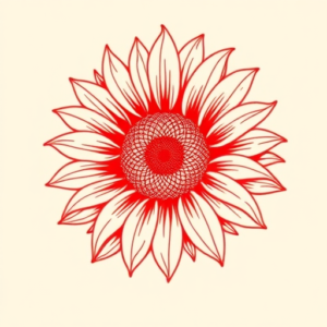 Red Ink Sunflower Tattoo