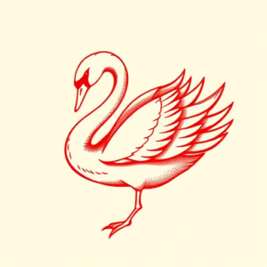 Red Ink Swan Tattoo