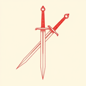 Red Ink Sword Tattoo