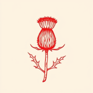 Red Ink Thistle Tattoo