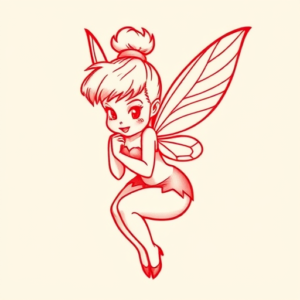 Red Ink Tinkerbell Tattoo