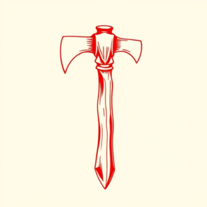 Red Ink Tomahawk Tattoo