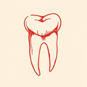 Red Ink Tooth Tattoo