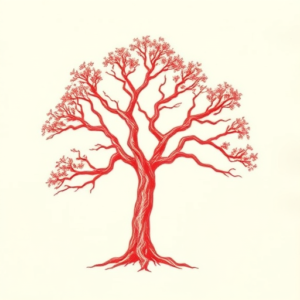 Red Ink Tree Tattoo