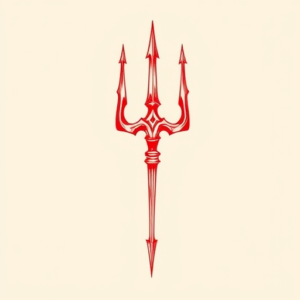 Red Ink Trident Tattoo