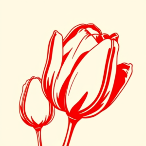 Red Ink Tulip Tattoo