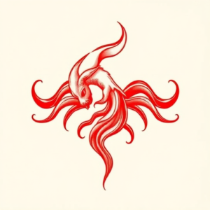 Red Ink Unalome Tattoo